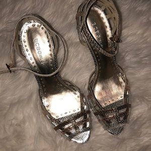 8.5 Multi colored 2” ankle strap pumps